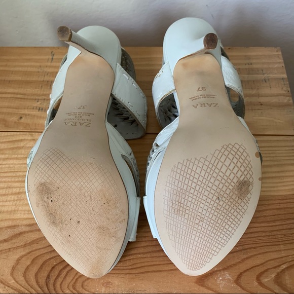 Zara Woven Lace-Up Ankle Strap Heels - Size 37 - Picture 11 of 13